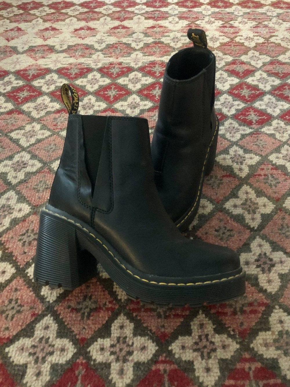 Dr Martens Spence US 7 UK 5 Black Flared Platform Heel Boot